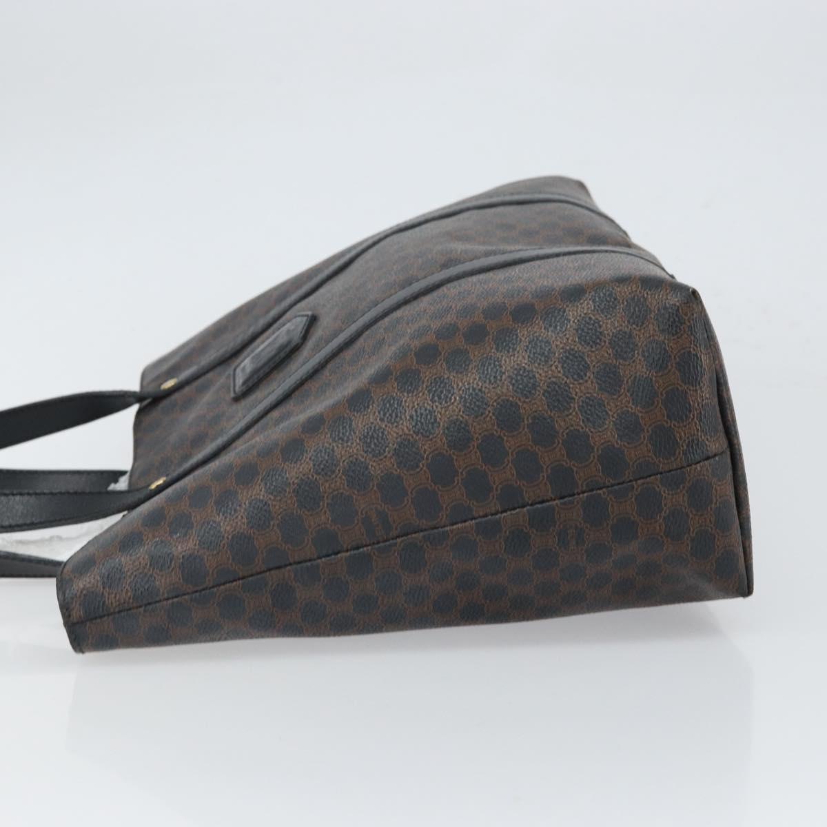 CELINE Macadam Canvas Tote Bag PVC Leather Black Gold Auth BA9683