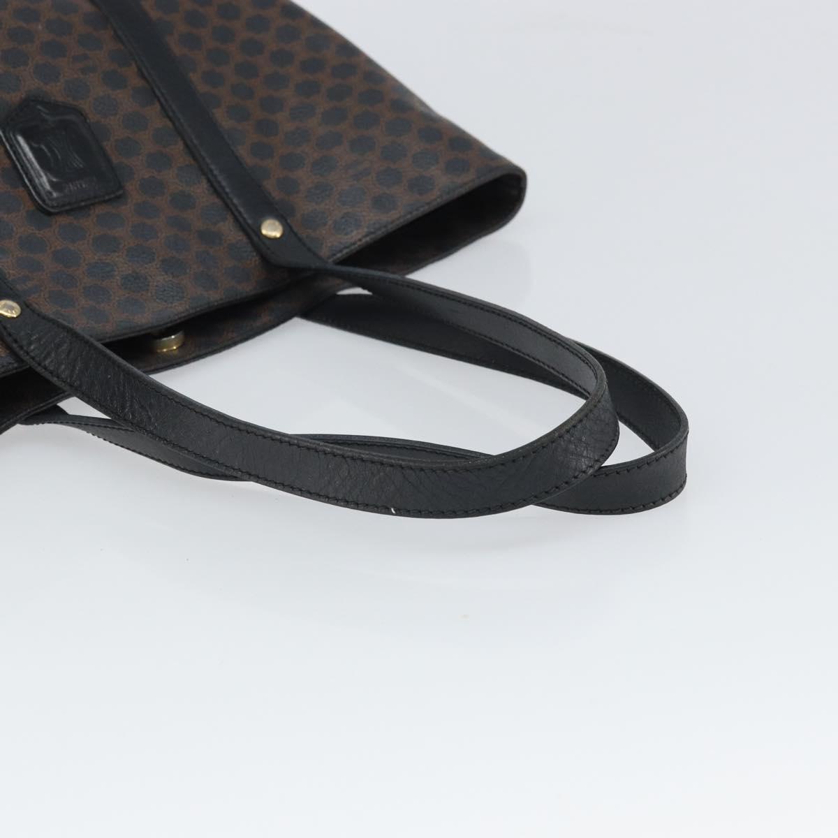 CELINE Macadam Canvas Tote Bag PVC Leather Black Gold Auth BA9683