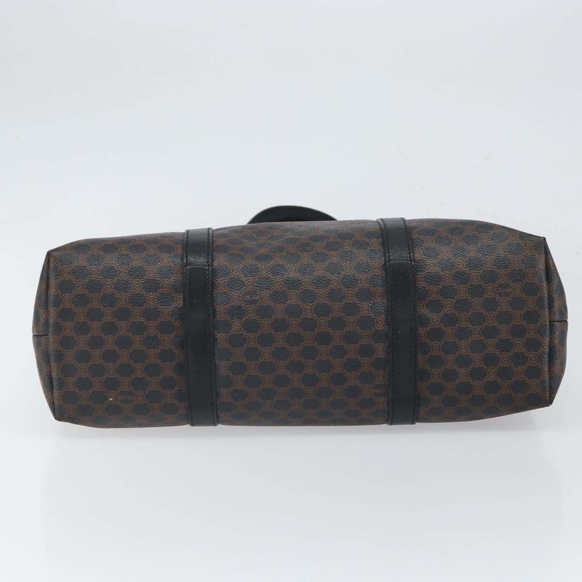 CELINE Macadam Canvas Tote Bag PVC Leather Black Gold Auth BA9683