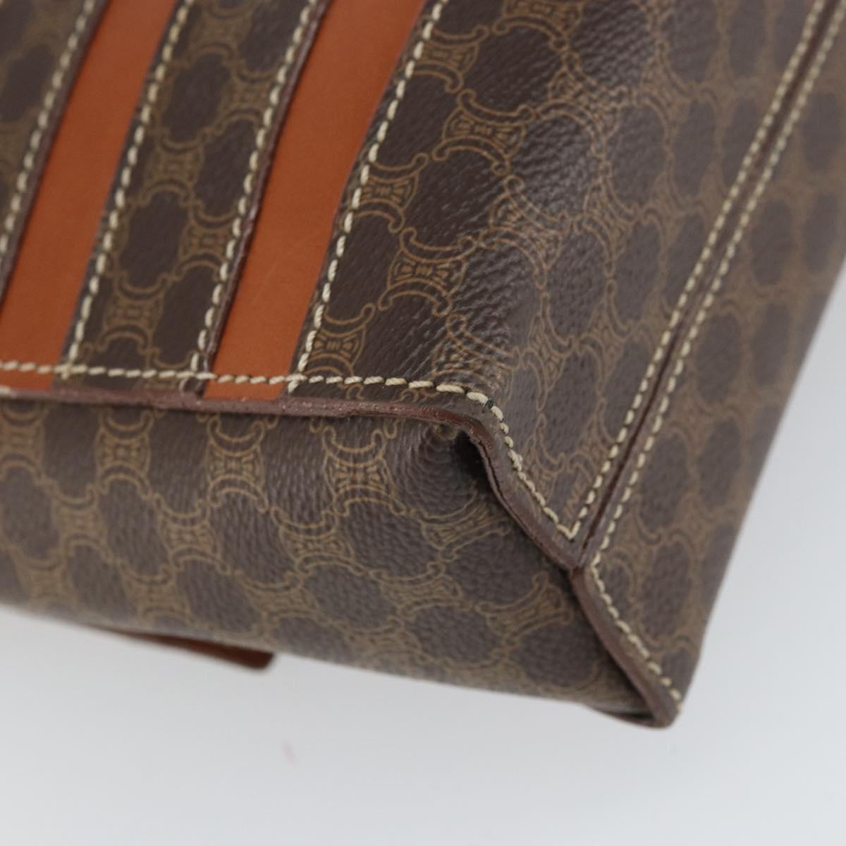 CELINE Macadam Canvas Shoulder Bag PVC Leather Brown Gold Auth BA9684