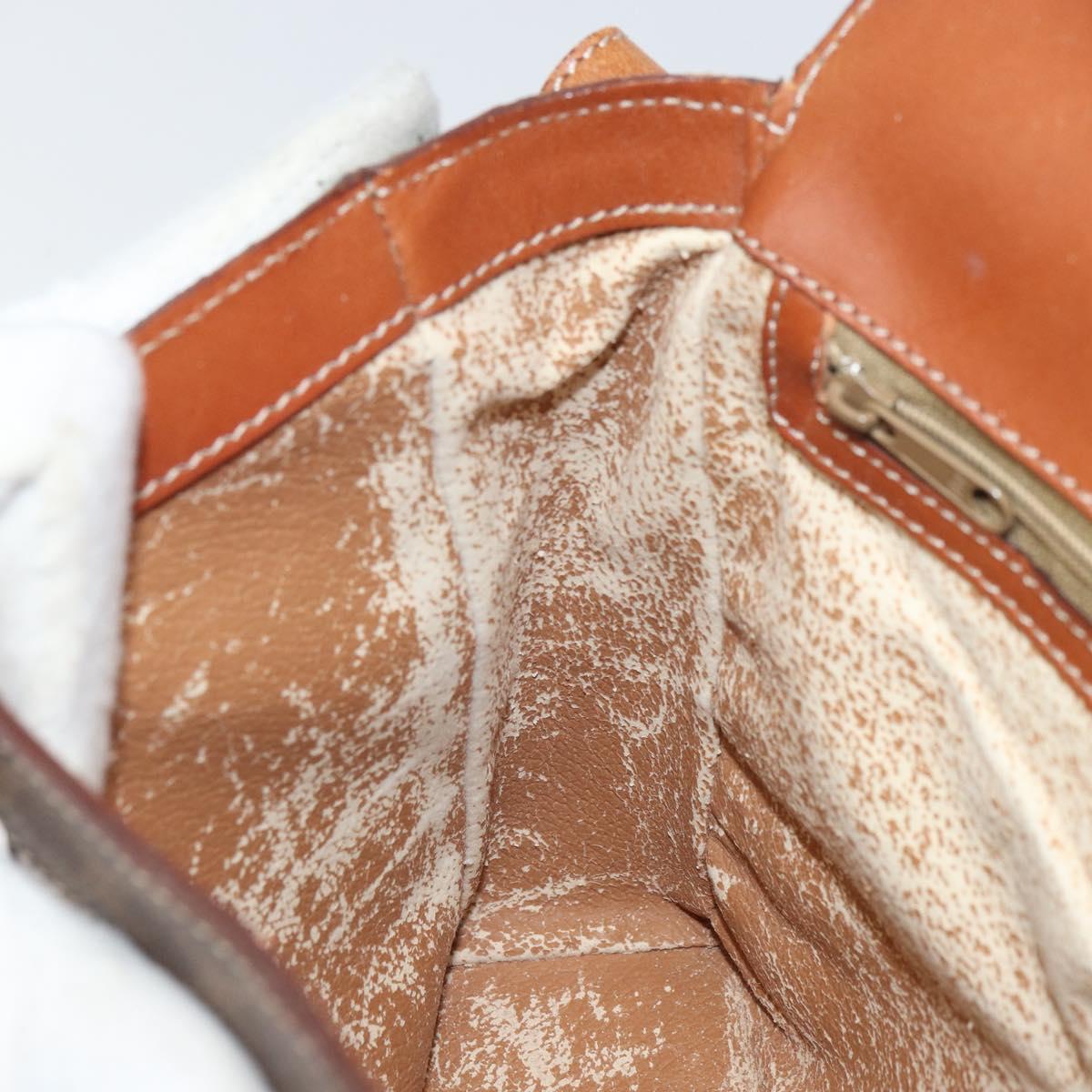 CELINE Macadam Canvas Shoulder Bag PVC Leather Brown Gold Auth BA9684