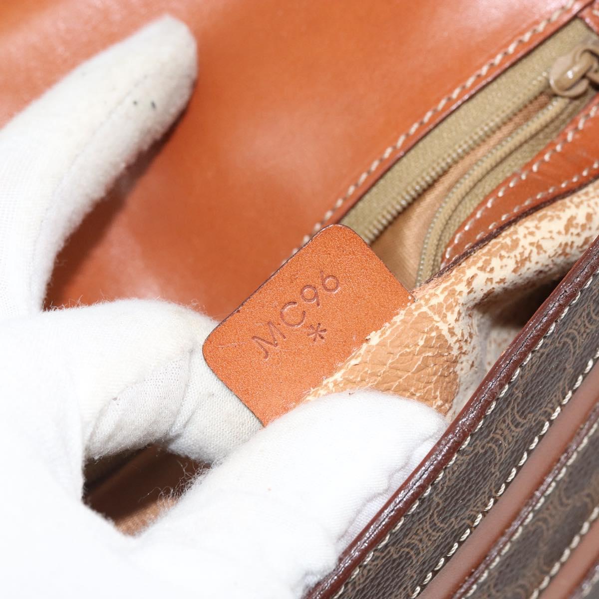 CELINE Macadam Canvas Shoulder Bag PVC Leather Brown Gold Auth BA9684