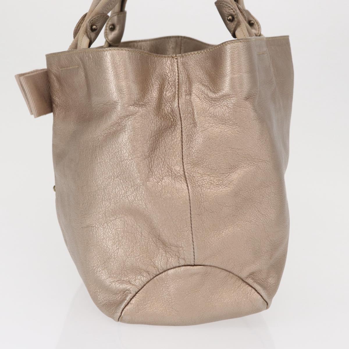 Salvatore Ferragamo Vala Tote Bag Leather Beige Auth BA9685