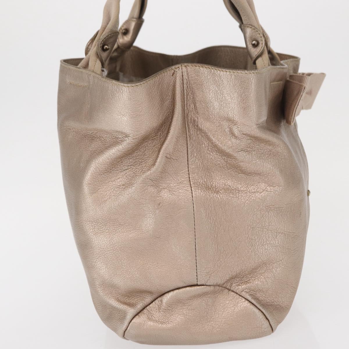 Salvatore Ferragamo Vala Tote Bag Leather Beige Auth BA9685