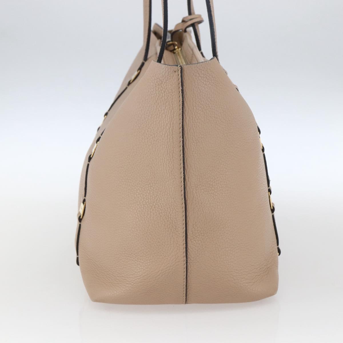 Salvatore Ferragamo Vala Tote Bag Leather Beige Gold Auth BA9686