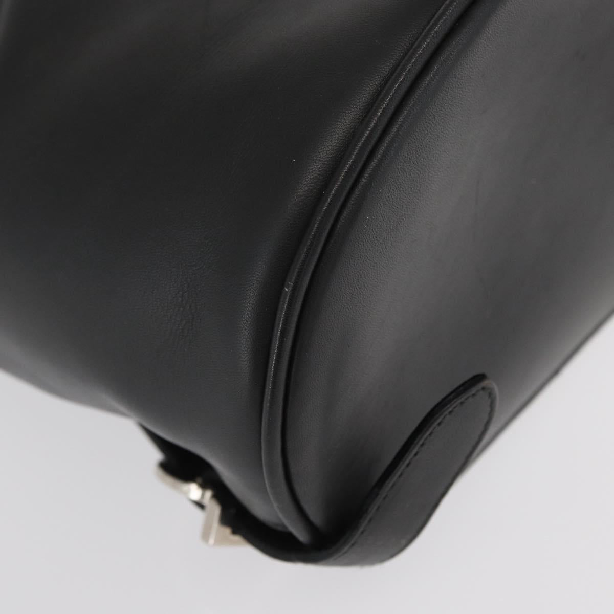 Salvatore Ferragamo Gancini Backpack Leather Black Silver Auth BA9687