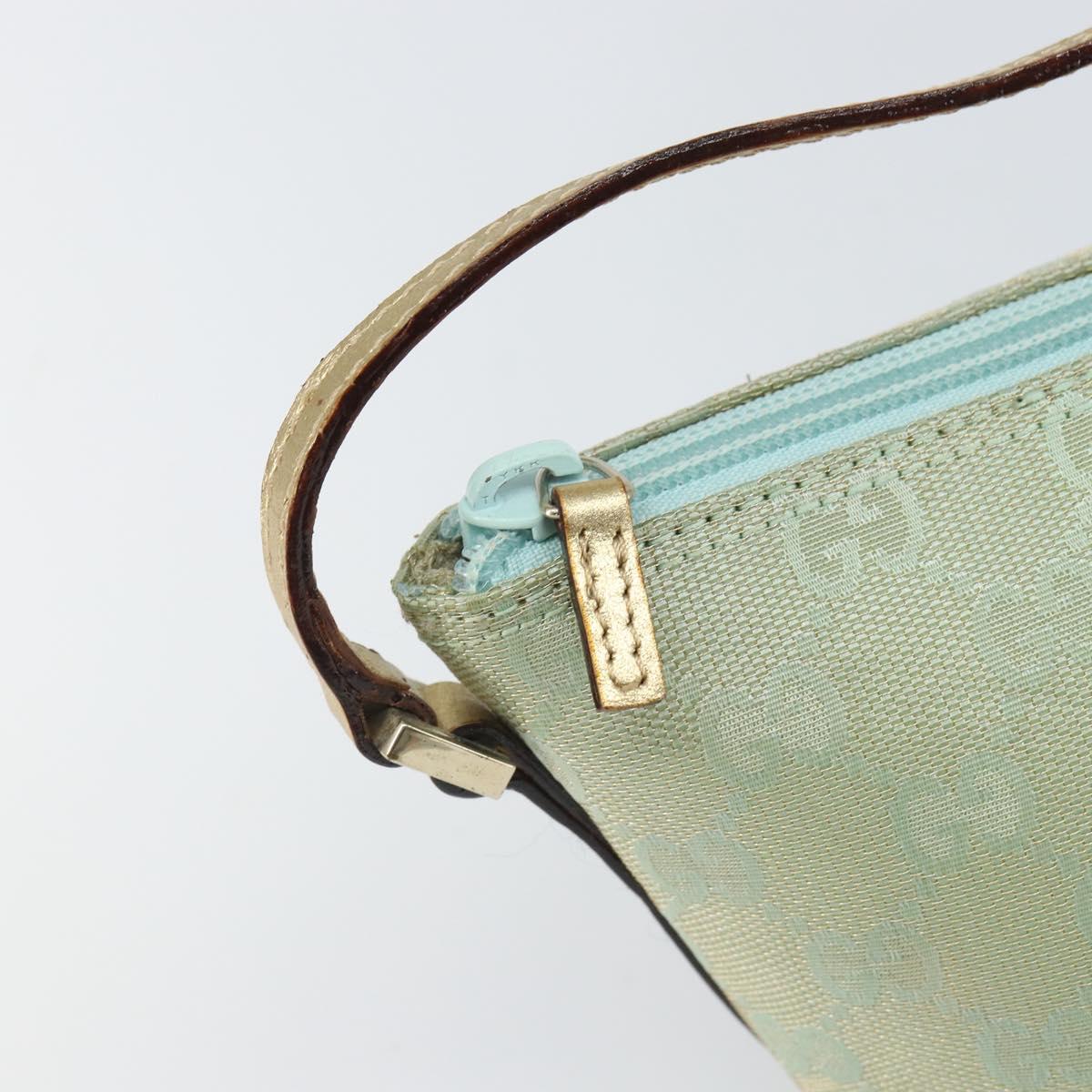 GUCCI GG Canvas Accessory Pouch Turquoise Blue Silver 039 1103 2123 Auth BA9688