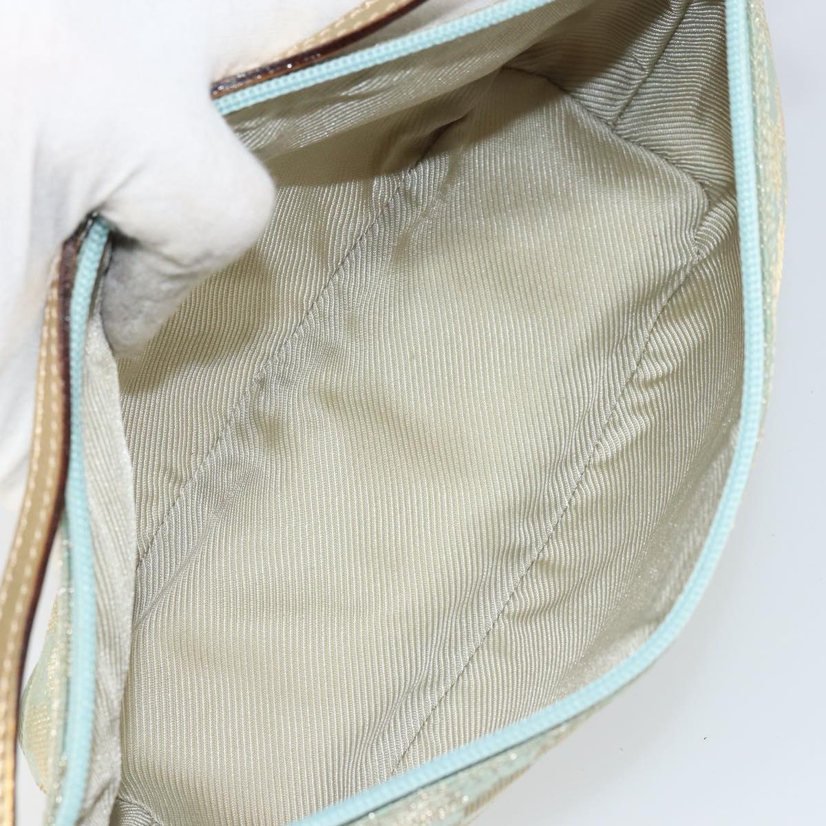 GUCCI GG Canvas Accessory Pouch Turquoise Blue Silver 039 1103 2123 Auth BA9688