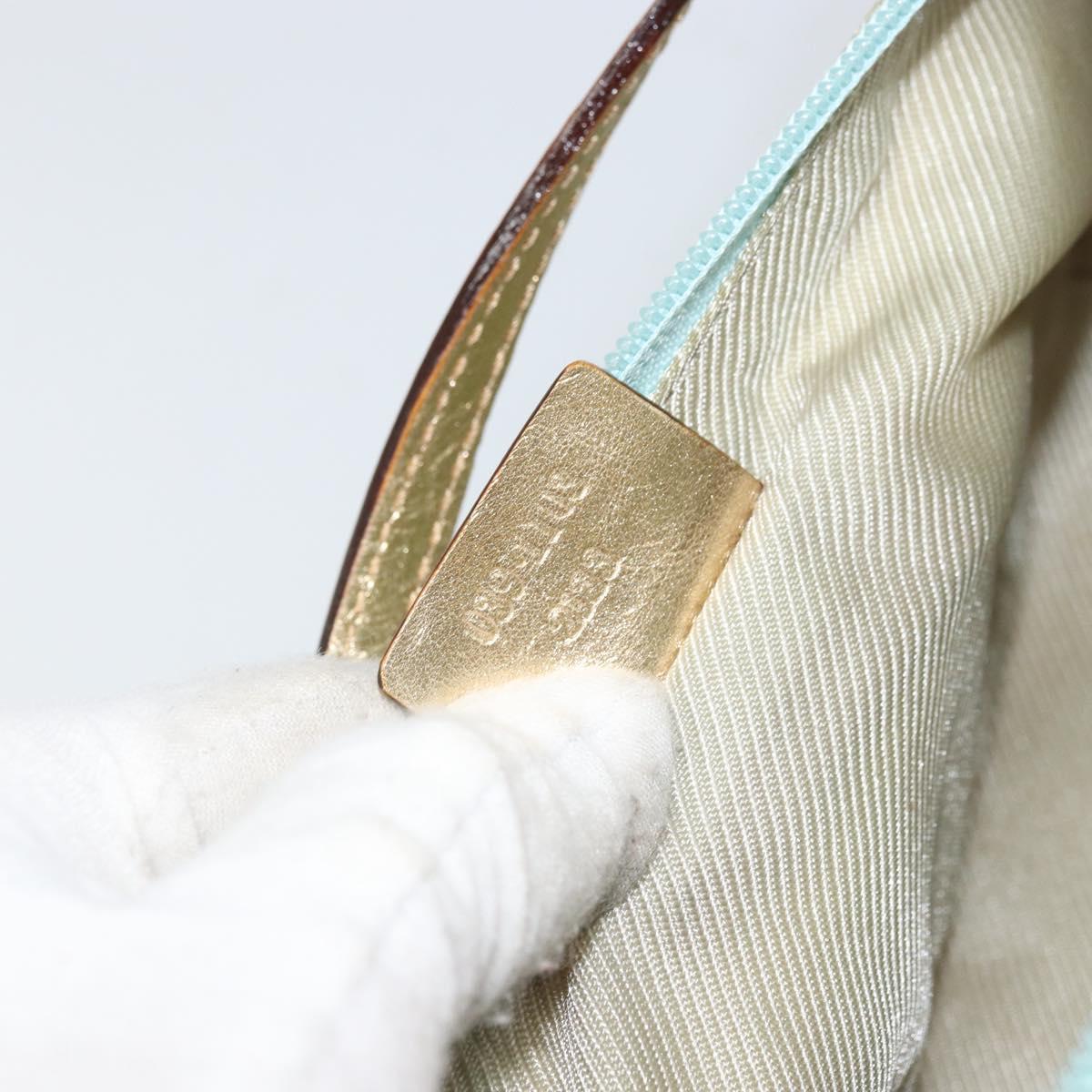 GUCCI GG Canvas Accessory Pouch Turquoise Blue Silver 039 1103 2123 Auth BA9688