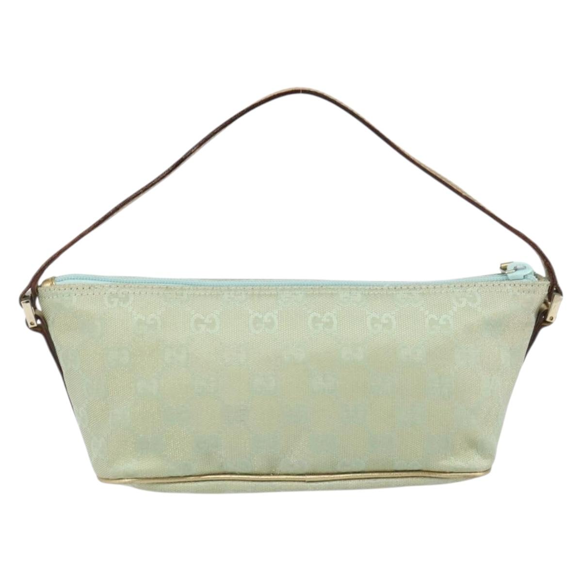 GUCCI GG Canvas Accessory Pouch Turquoise Blue Silver 039 1103 2123 Auth BA9688