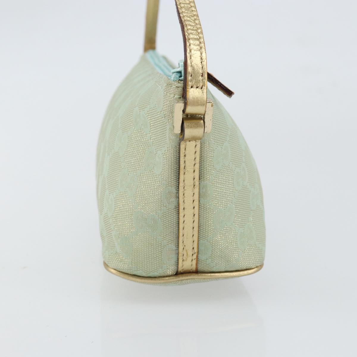 GUCCI GG Canvas Accessory Pouch Turquoise Blue Silver 039 1103 2123 Auth BA9688