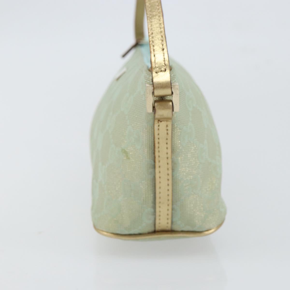 GUCCI GG Canvas Accessory Pouch Turquoise Blue Silver 039 1103 2123 Auth BA9688