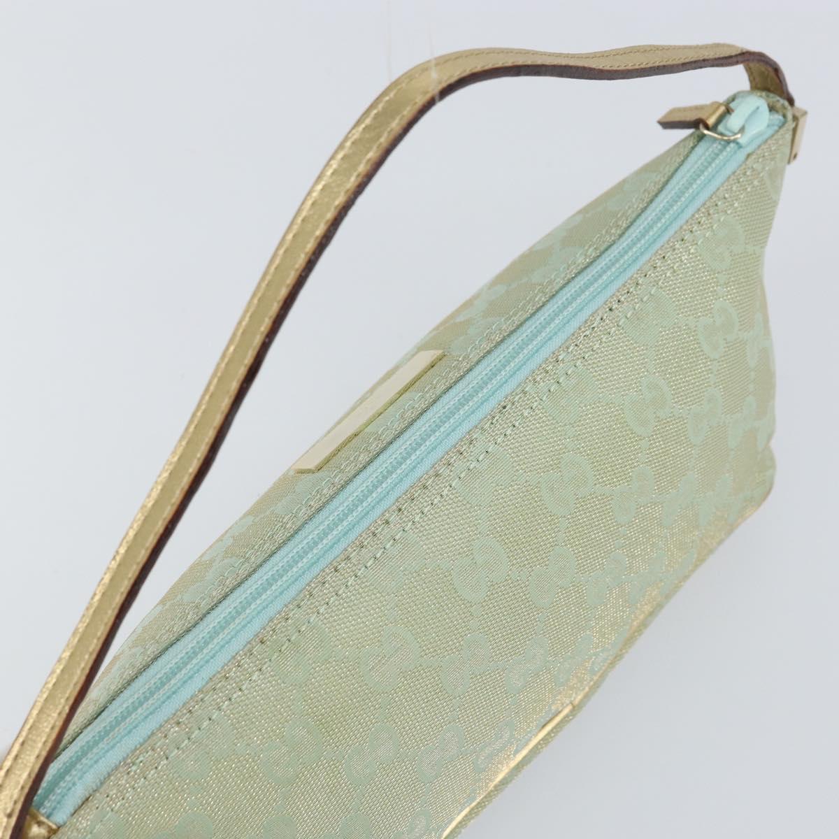 GUCCI GG Canvas Accessory Pouch Turquoise Blue Silver 039 1103 2123 Auth BA9688