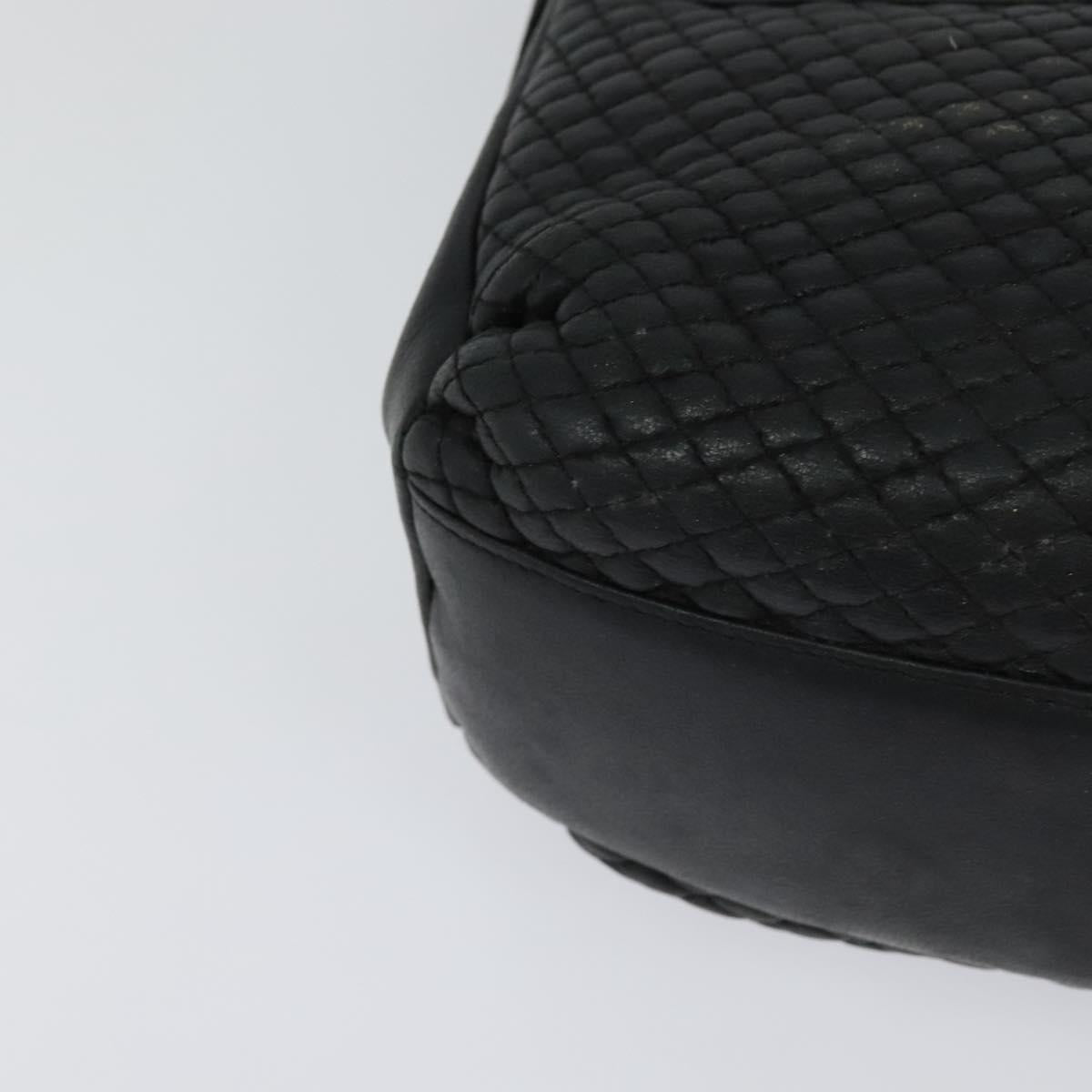 BALLY Quilted Hand Bag Leather Black Auth BA969