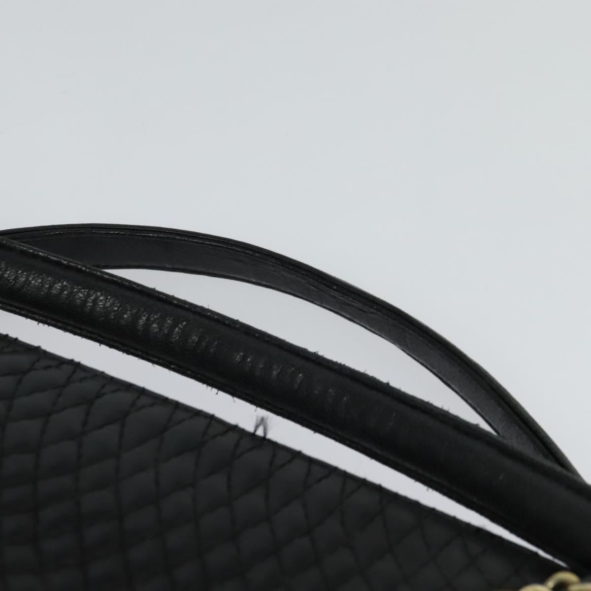 BALLY Quilted Hand Bag Leather Black Auth BA969