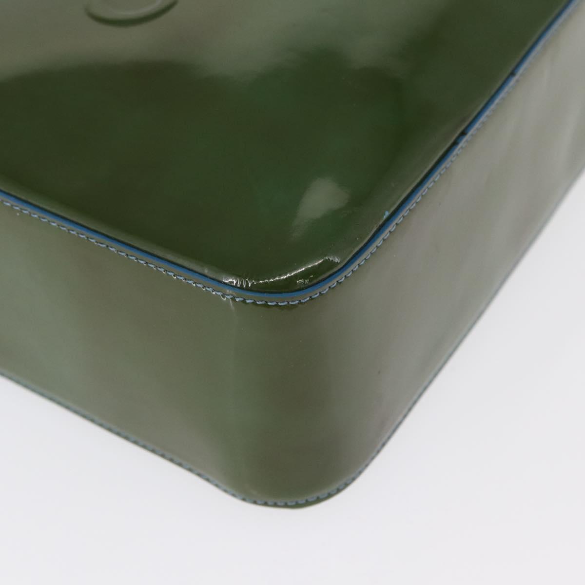 CHANEL Tote Bag Patent leather Green Gold CC Auth BA9690