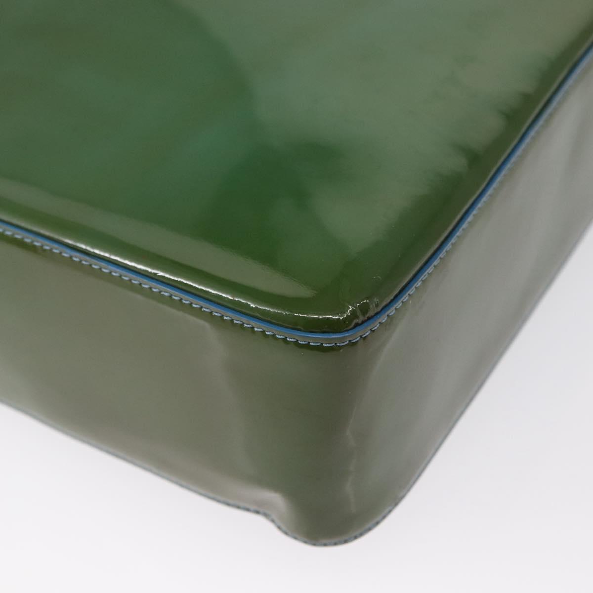 CHANEL Tote Bag Patent leather Green Gold CC Auth BA9690