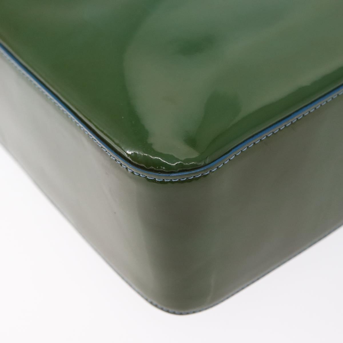 CHANEL Tote Bag Patent leather Green Gold CC Auth BA9690