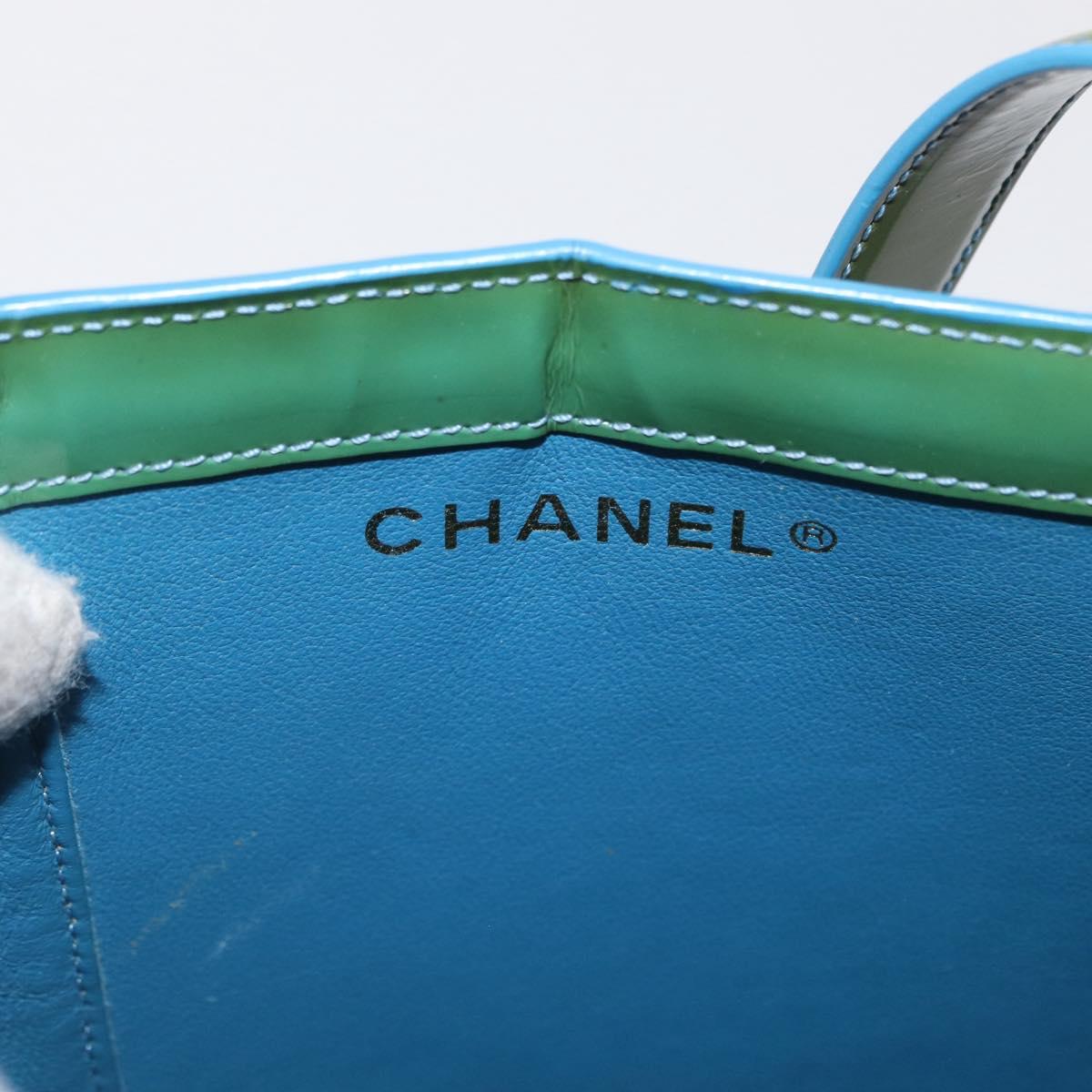 CHANEL Tote Bag Patent leather Green Gold CC Auth BA9690