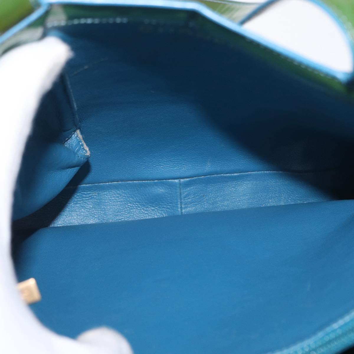 CHANEL Tote Bag Patent leather Green Gold CC Auth BA9690