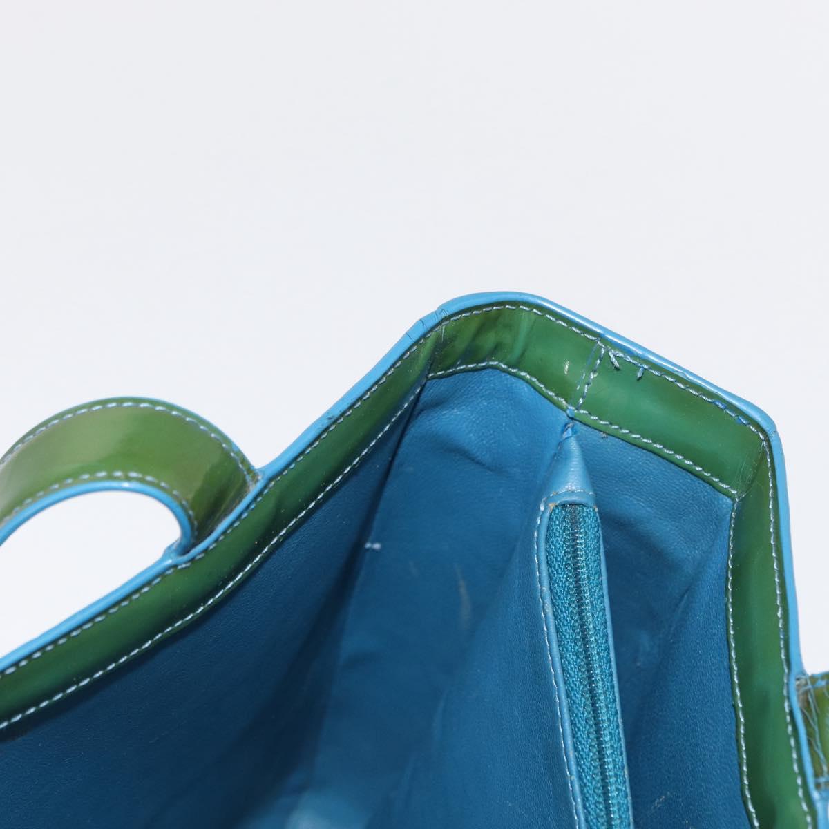 CHANEL Tote Bag Patent leather Green Gold CC Auth BA9690