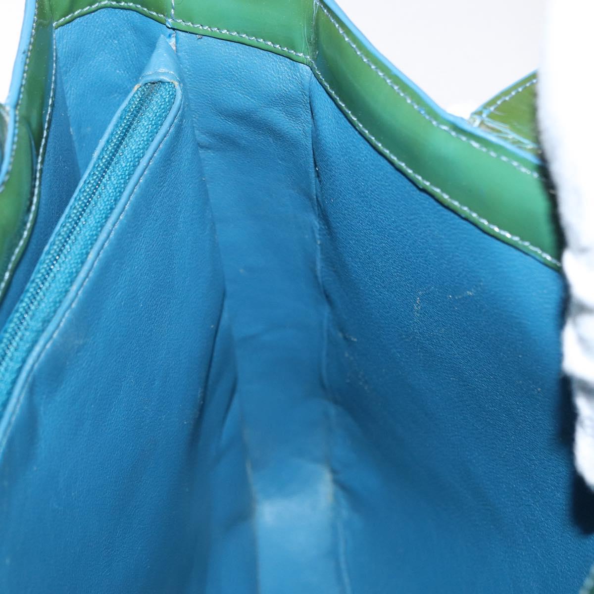 CHANEL Tote Bag Patent leather Green Gold CC Auth BA9690