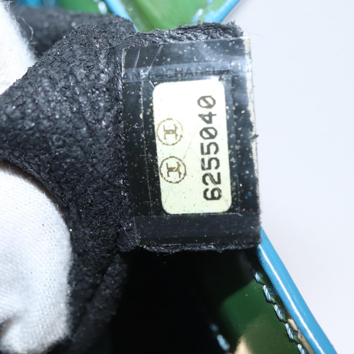 CHANEL Tote Bag Patent leather Green Gold CC Auth BA9690