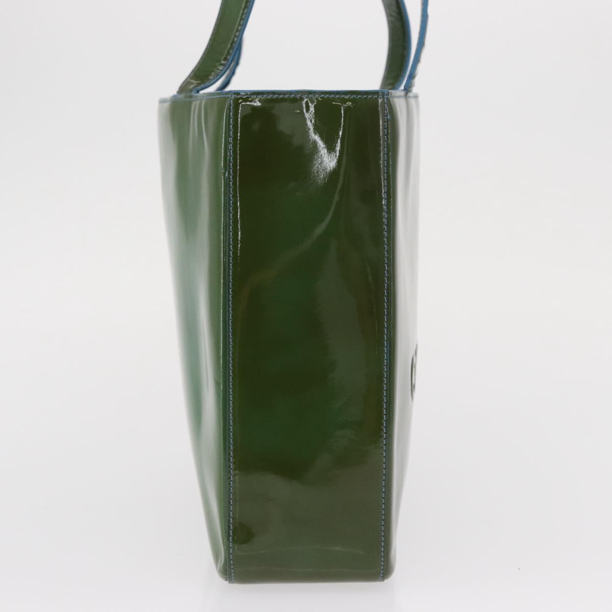 CHANEL Tote Bag Patent leather Green Gold CC Auth BA9690