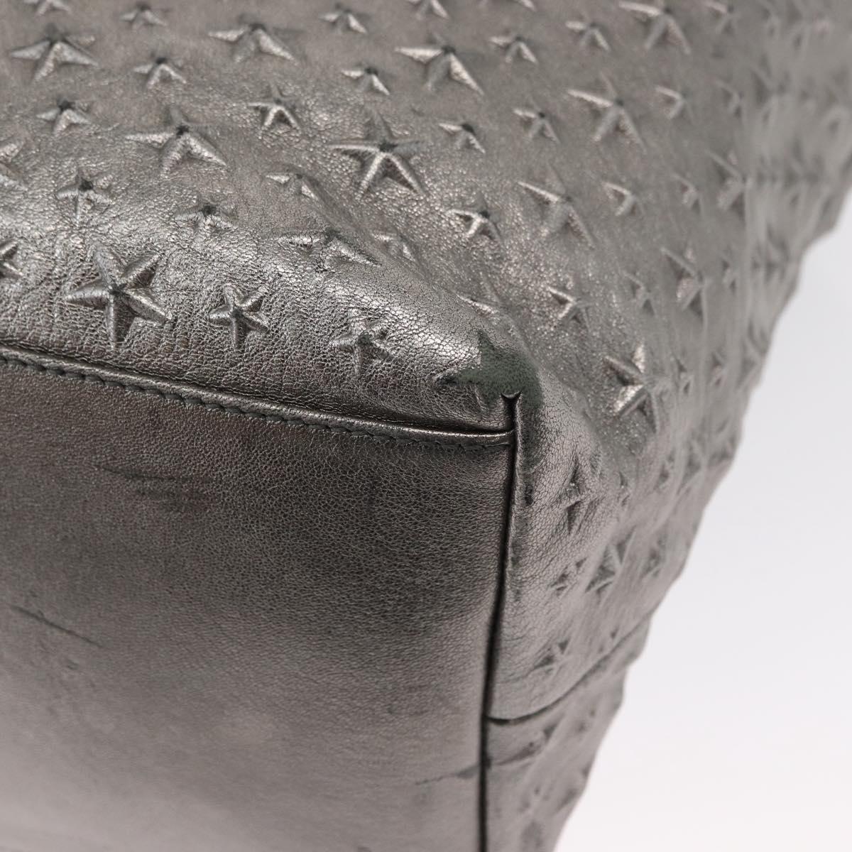Jimmy Choo Tote Bag Leather Silver Auth BA9695