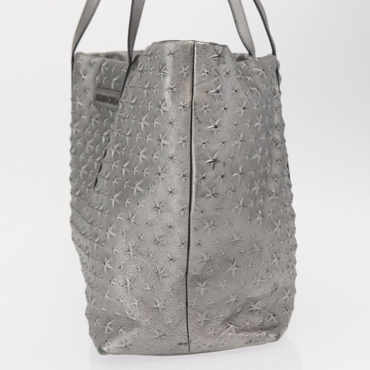 Jimmy Choo Tote Bag Leather Silver Auth BA9695