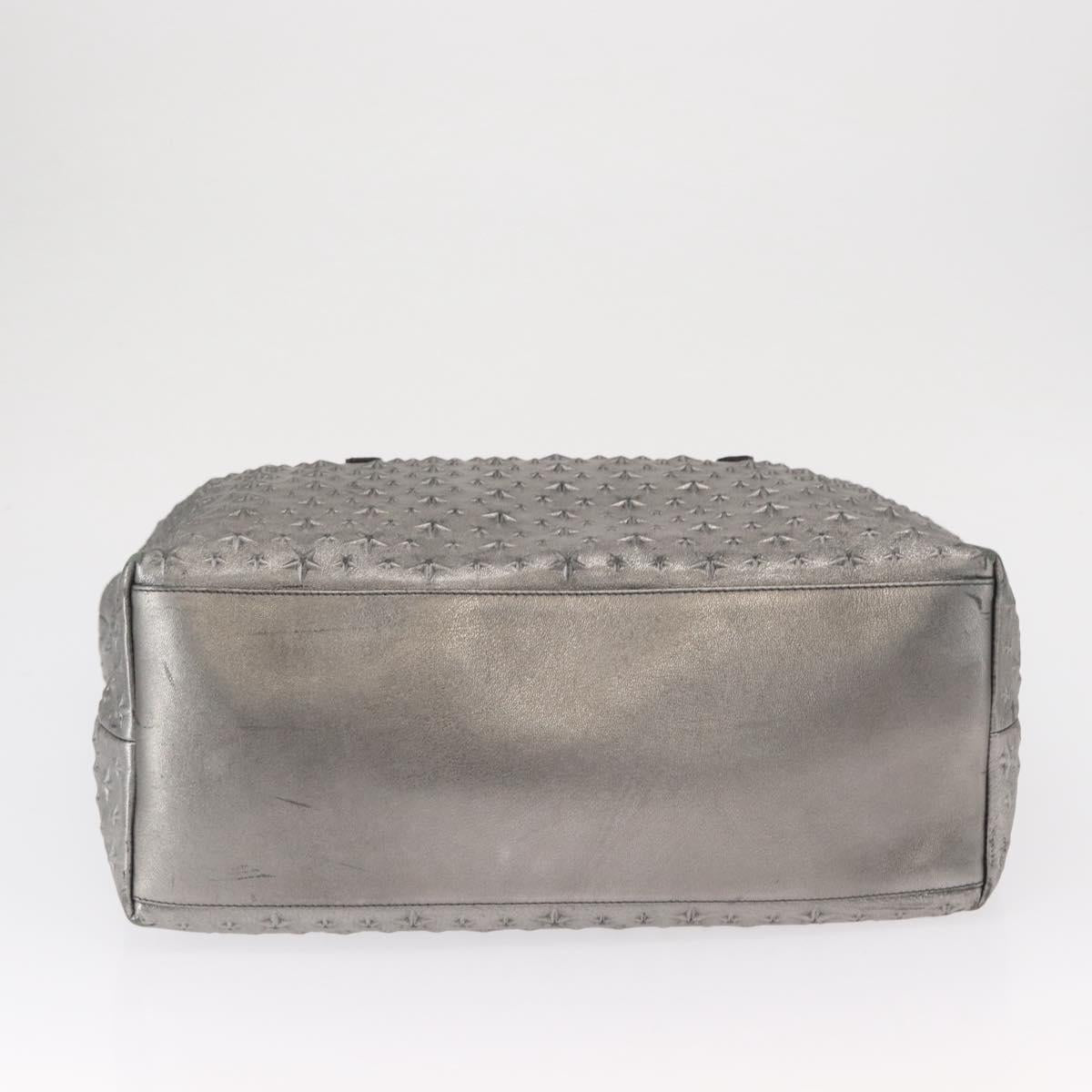 Jimmy Choo Tote Bag Leather Silver Auth BA9695
