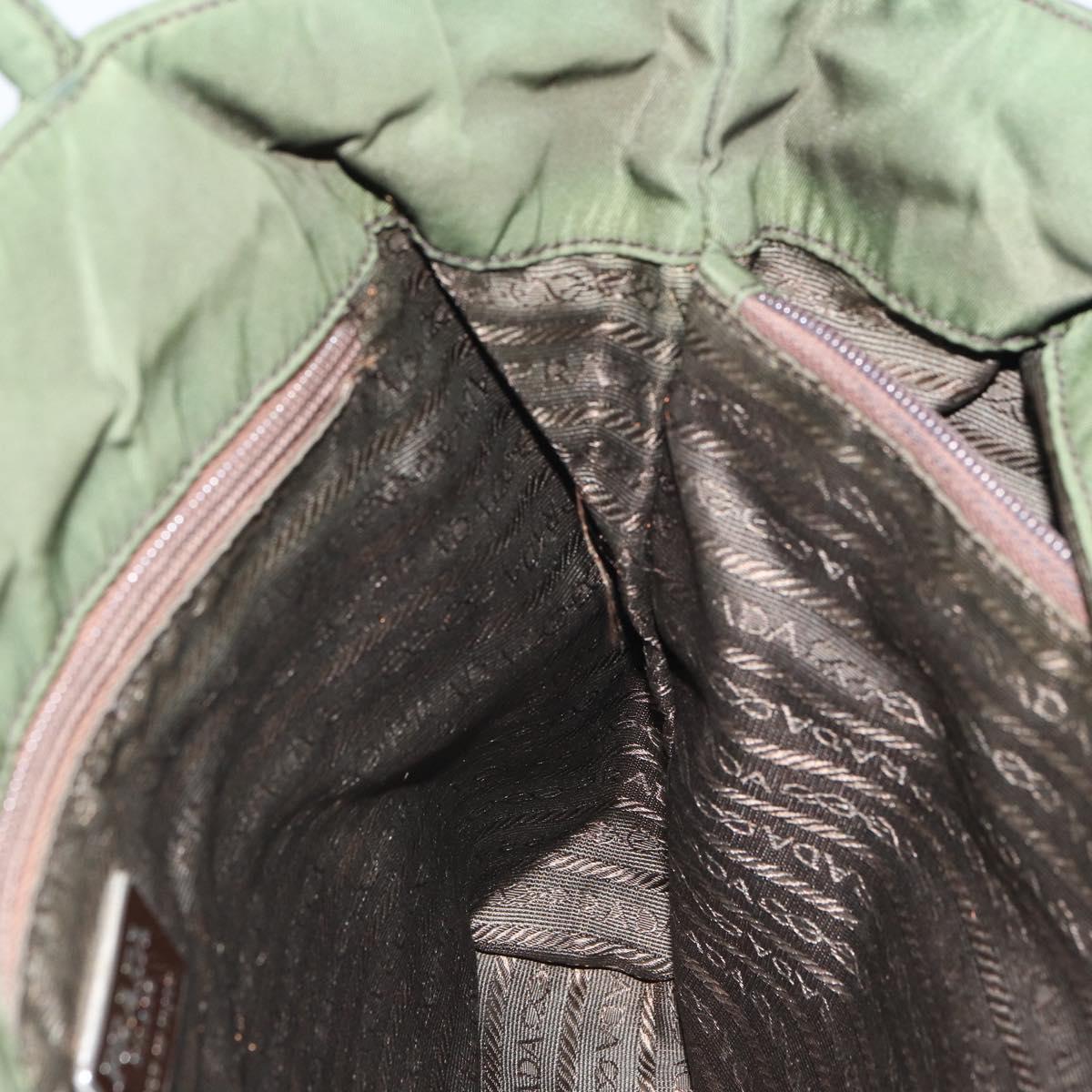 PRADA Hand Bag Nylon Khaki Silver Auth BA9697