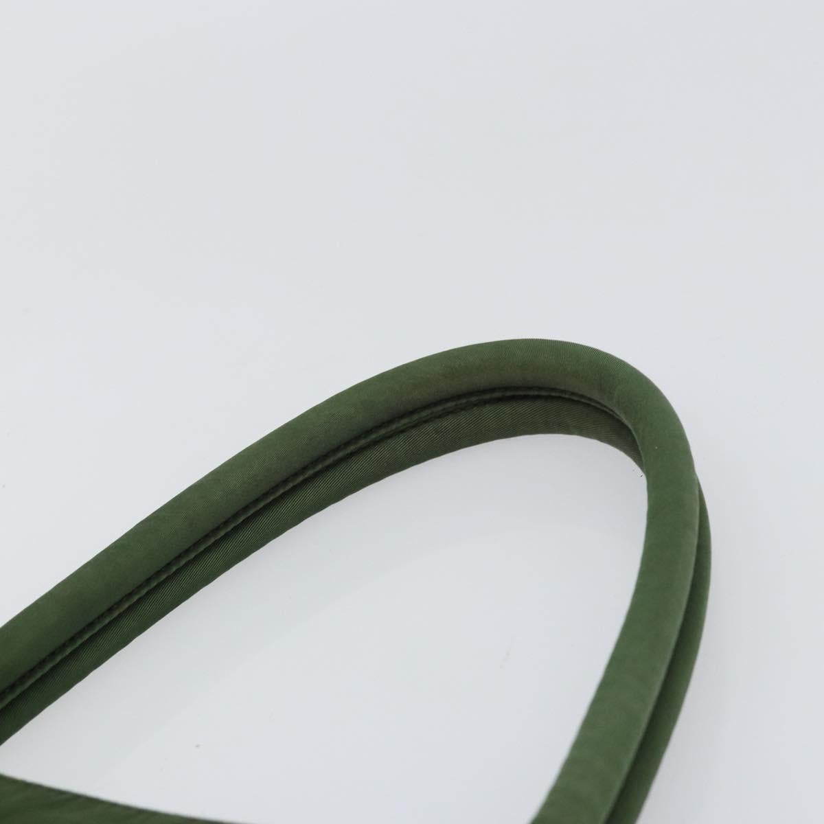 PRADA Hand Bag Nylon Khaki Silver Auth BA9697