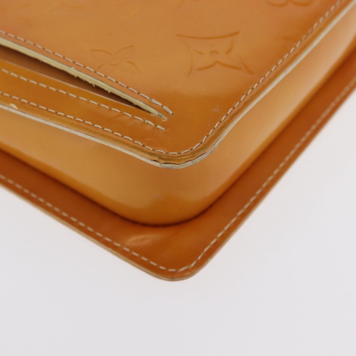 LOUIS VUITTON Monogram Vernis Motto Pouch Lime Yellow M91059 LV Auth BA9707