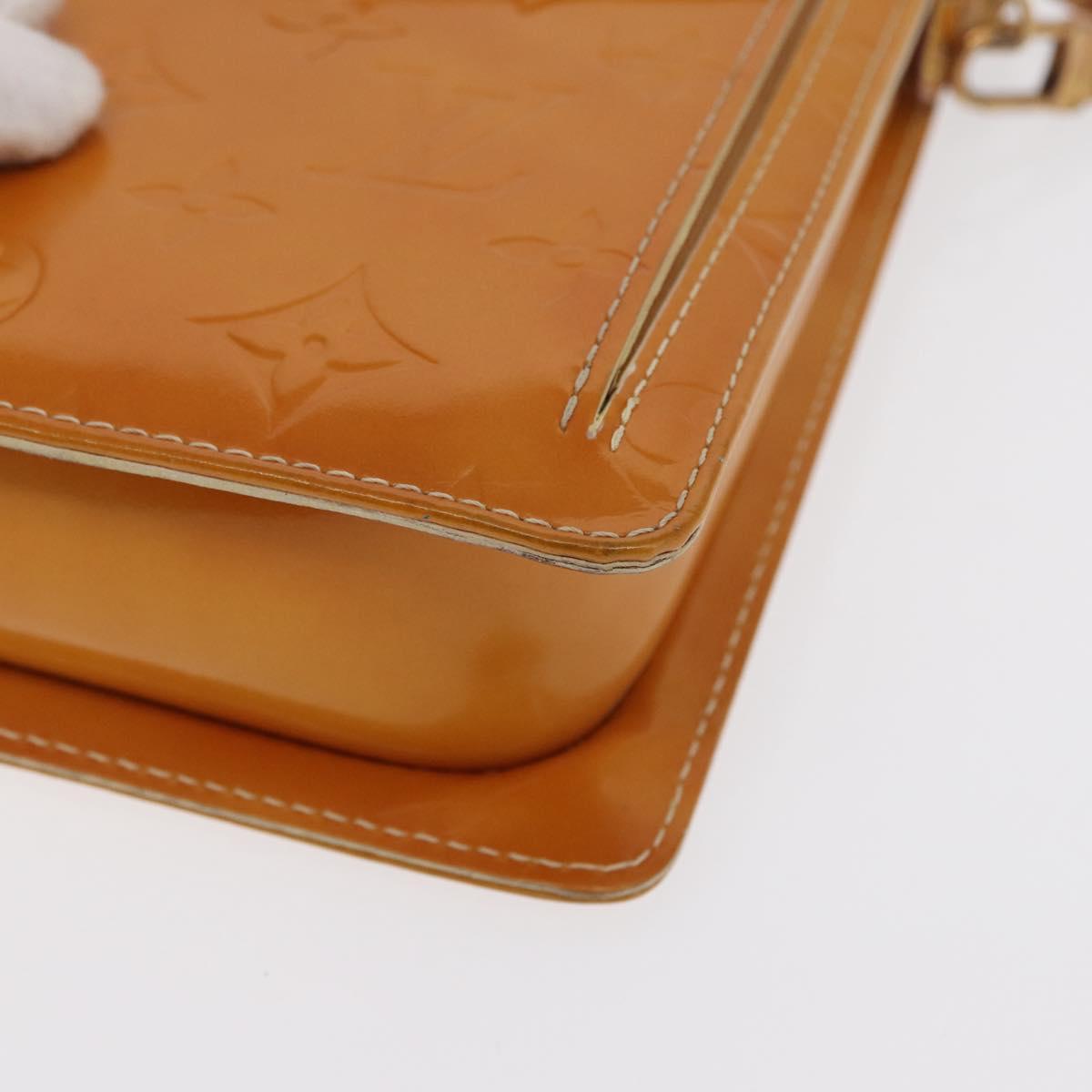 LOUIS VUITTON Monogram Vernis Motto Pouch Lime Yellow M91059 LV Auth BA9707