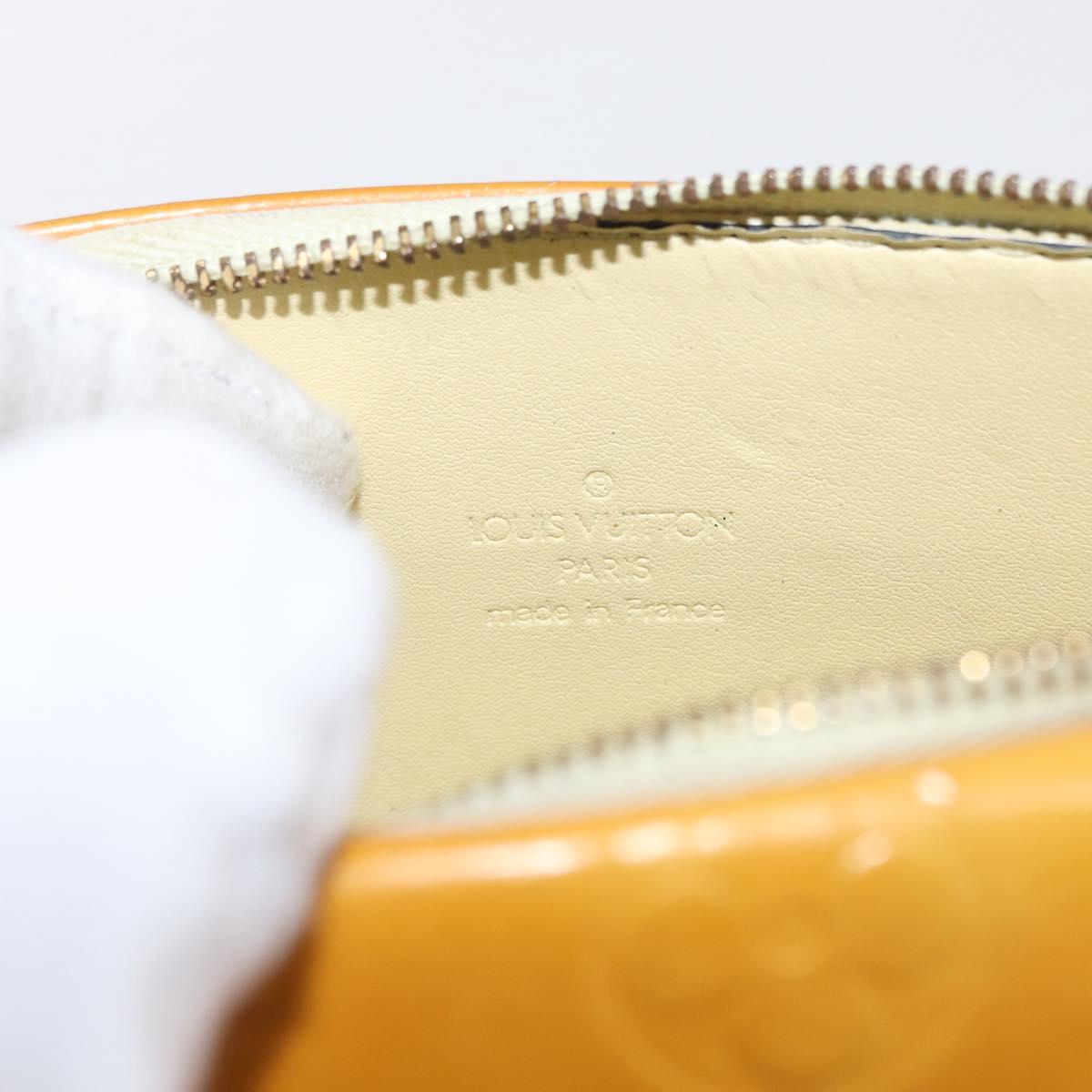 LOUIS VUITTON Monogram Vernis Motto Pouch Lime Yellow M91059 LV Auth BA9707