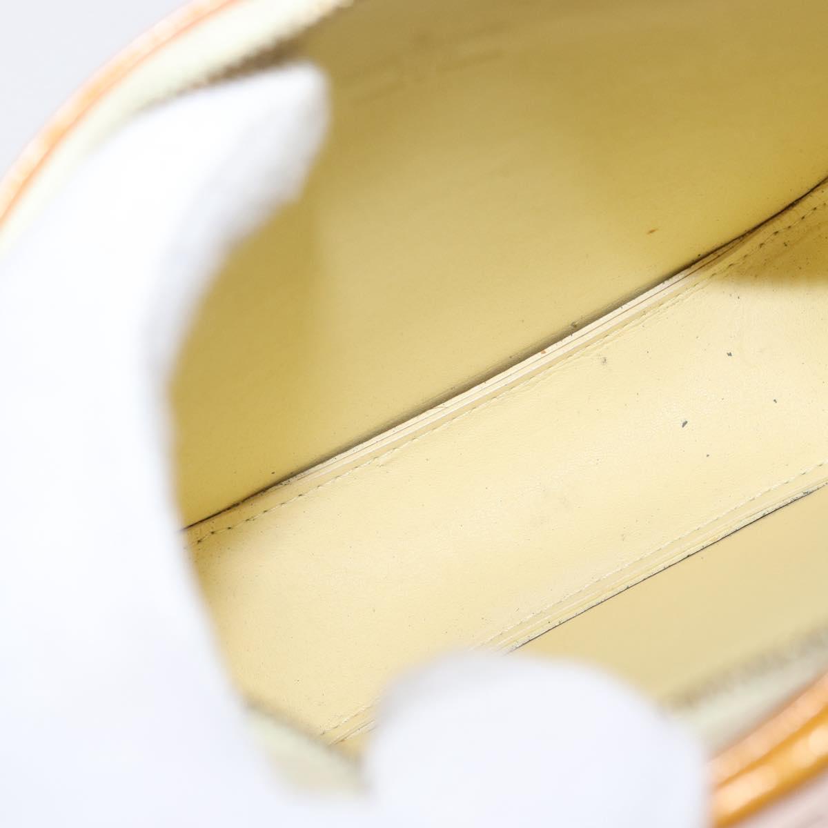 LOUIS VUITTON Monogram Vernis Motto Pouch Lime Yellow M91059 LV Auth BA9707