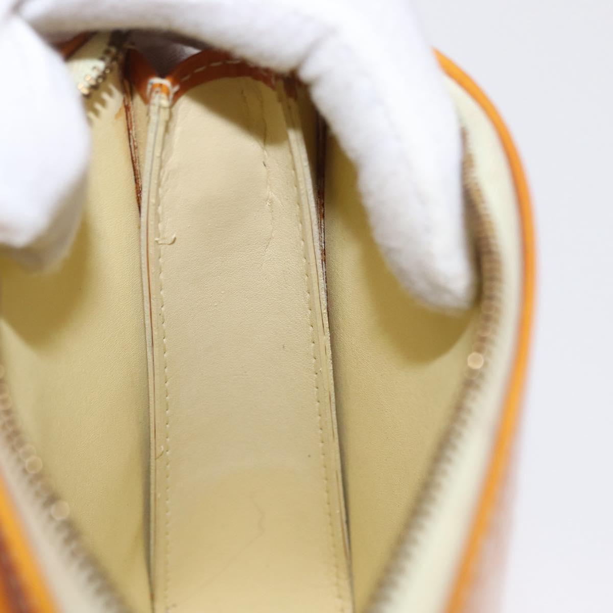 LOUIS VUITTON Monogram Vernis Motto Pouch Lime Yellow M91059 LV Auth BA9707