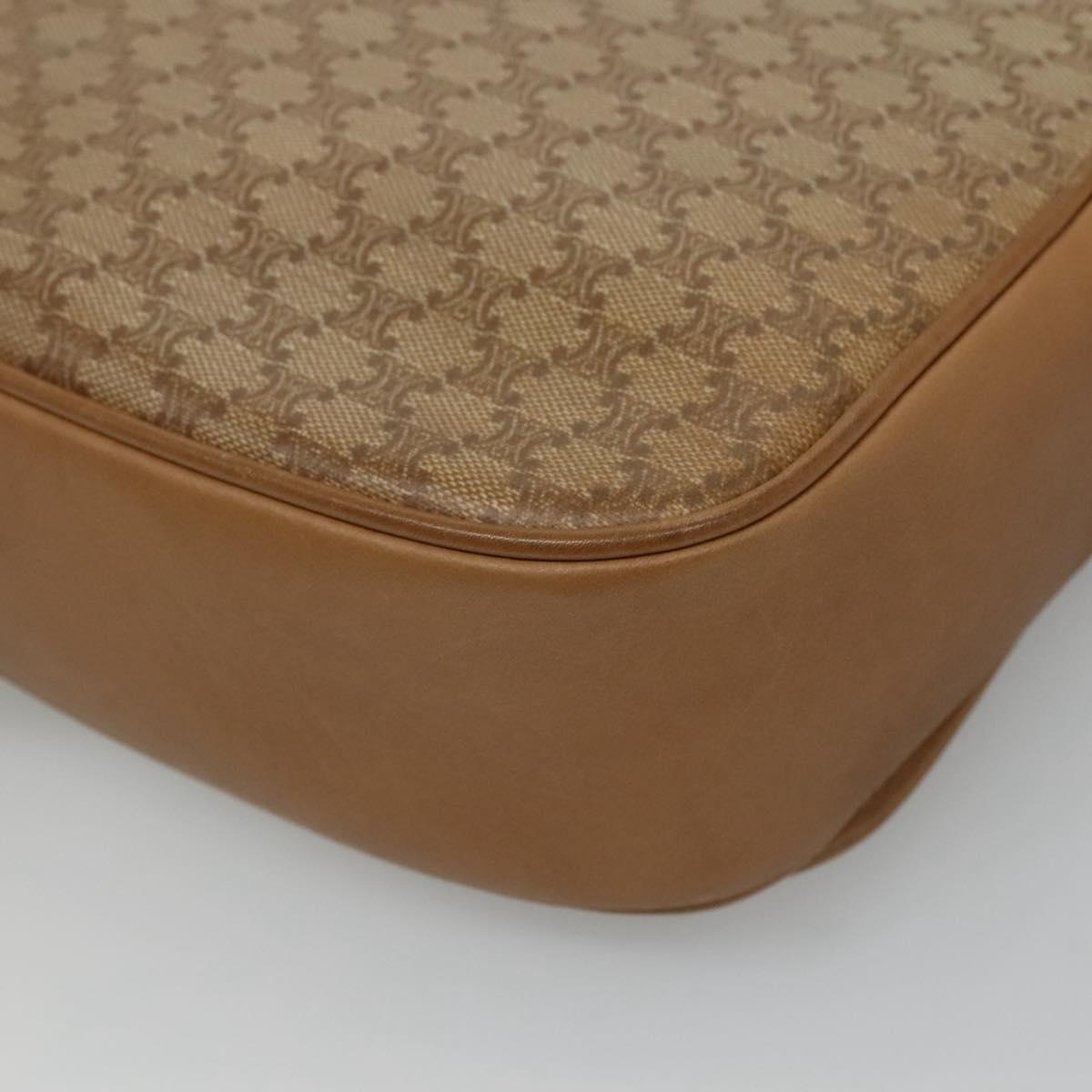 CELINE Macadam Canvas Shoulder Bag Beige Auth BA971