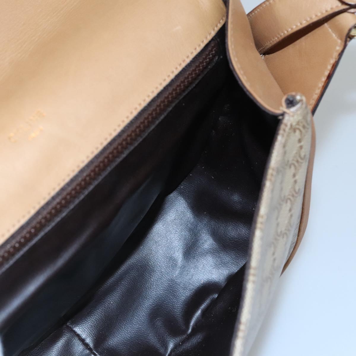 CELINE Macadam Canvas Shoulder Bag Beige Auth BA971
