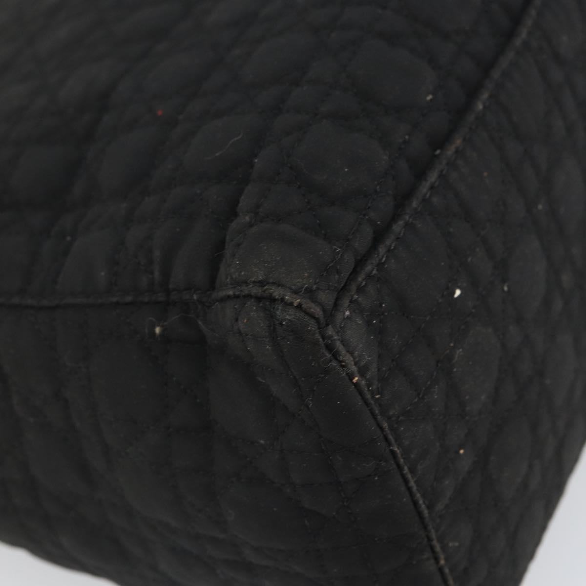 Christian Dior Canage Hand Bag Nylon Black Gold Auth BA9714