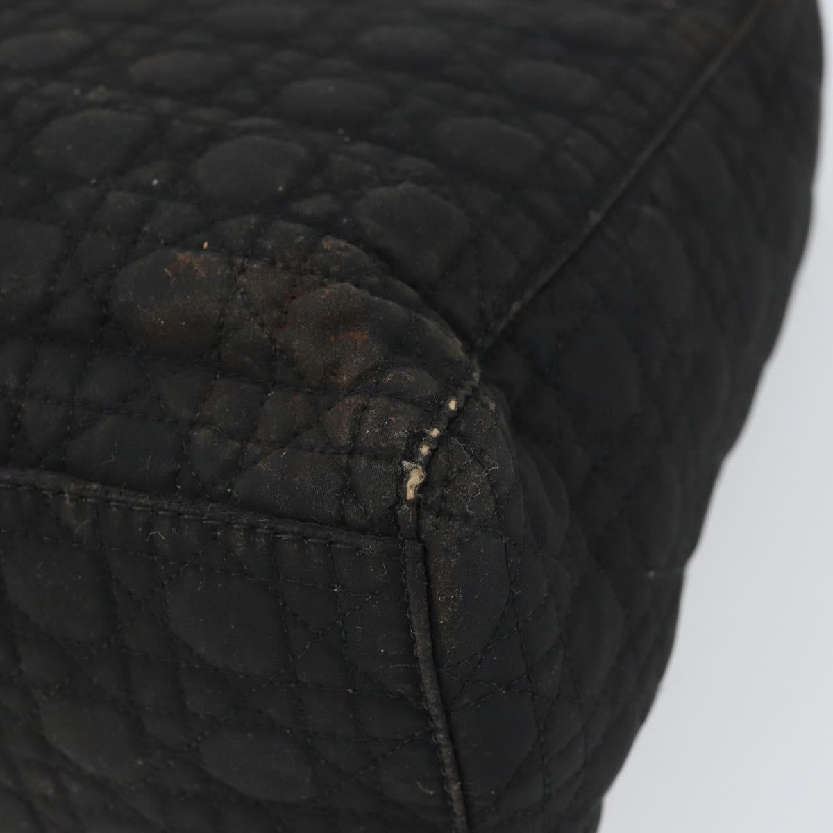 Christian Dior Canage Hand Bag Nylon Black Gold Auth BA9714