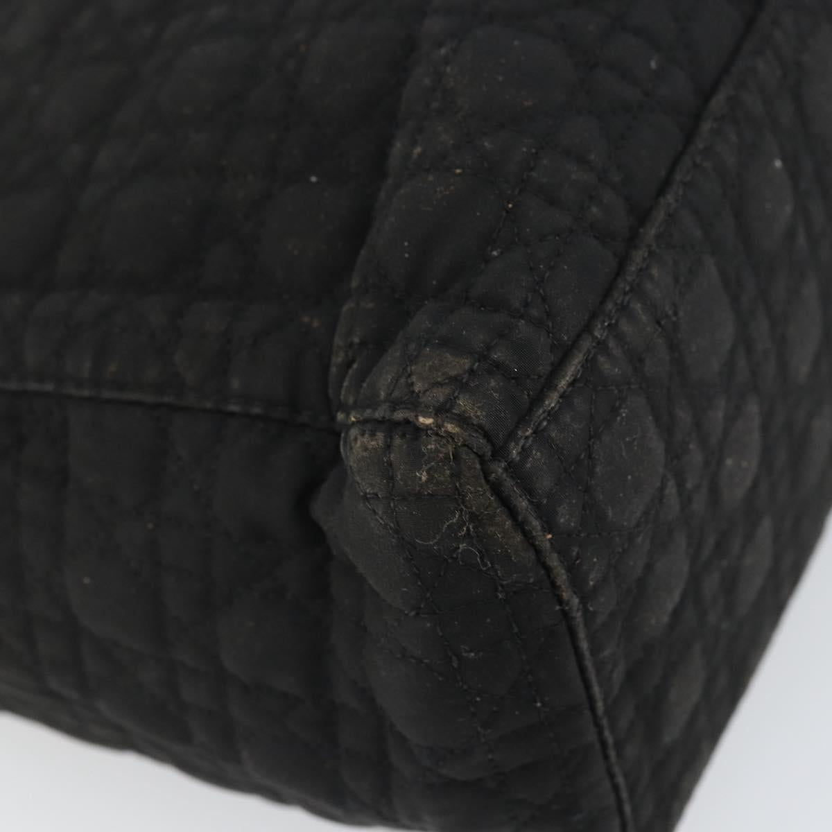 Christian Dior Canage Hand Bag Nylon Black Gold Auth BA9714