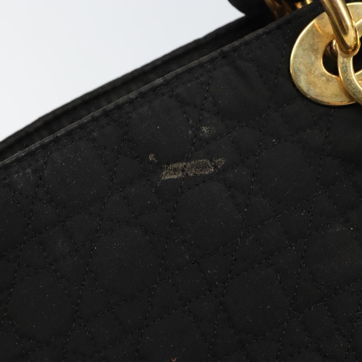 Christian Dior Canage Hand Bag Nylon Black Gold Auth BA9714