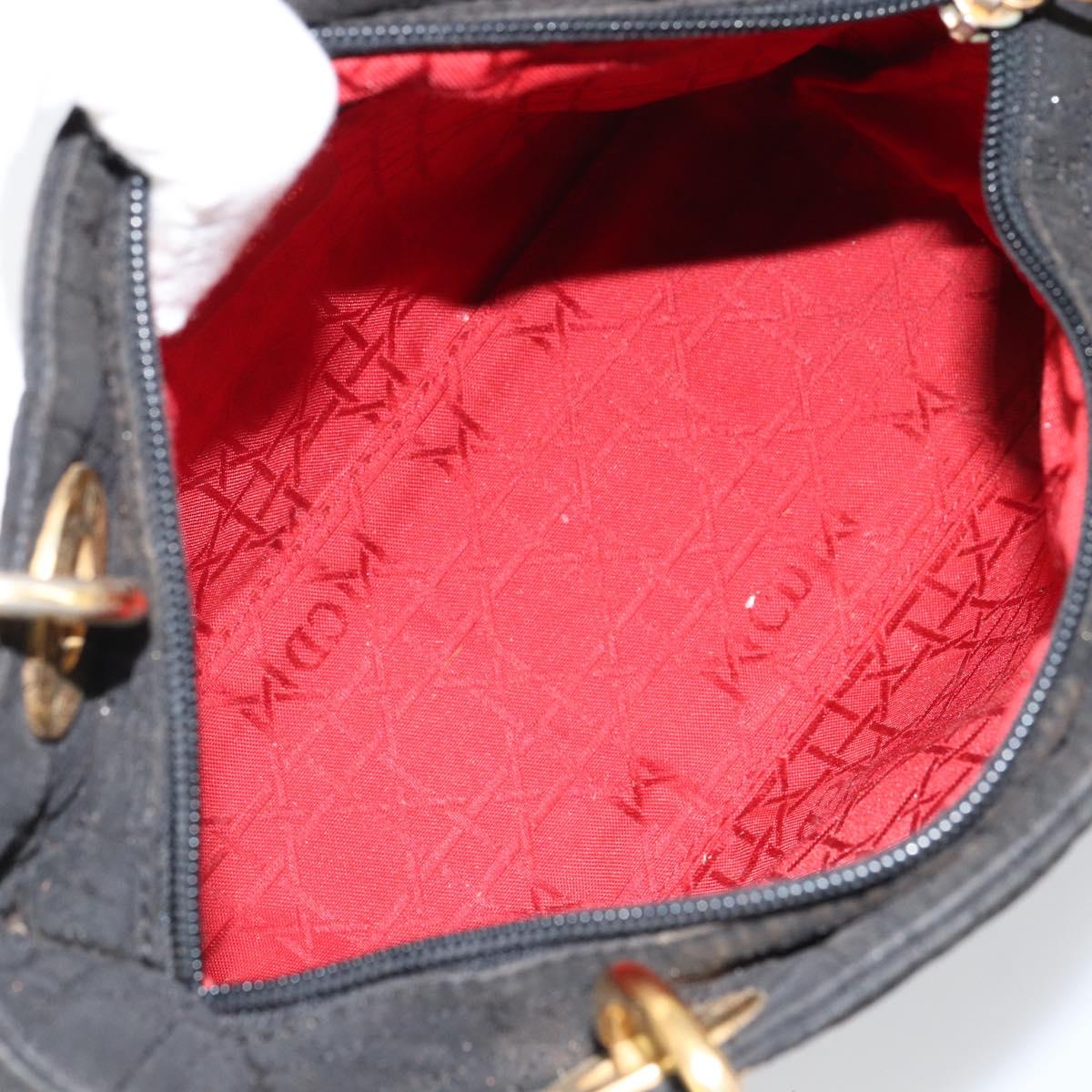 Christian Dior Canage Hand Bag Nylon Black Gold Auth BA9714