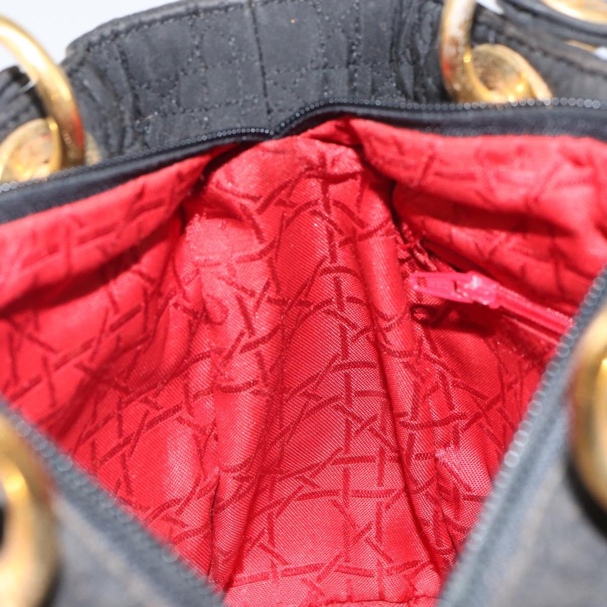 Christian Dior Canage Hand Bag Nylon Black Gold Auth BA9714