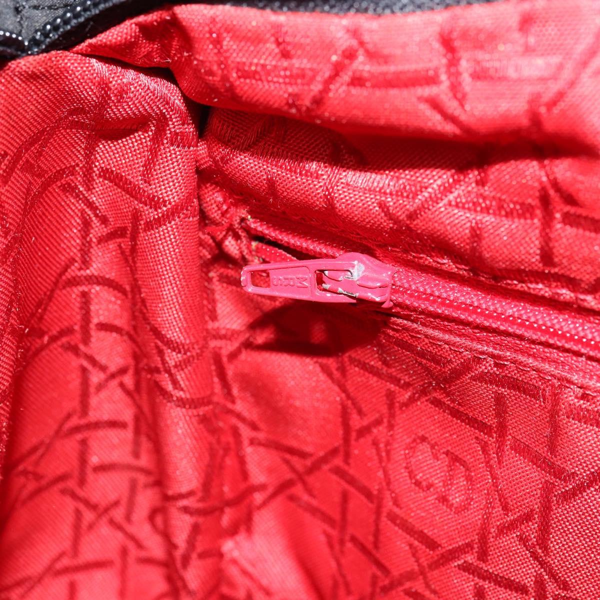 Christian Dior Canage Hand Bag Nylon Black Gold Auth BA9714