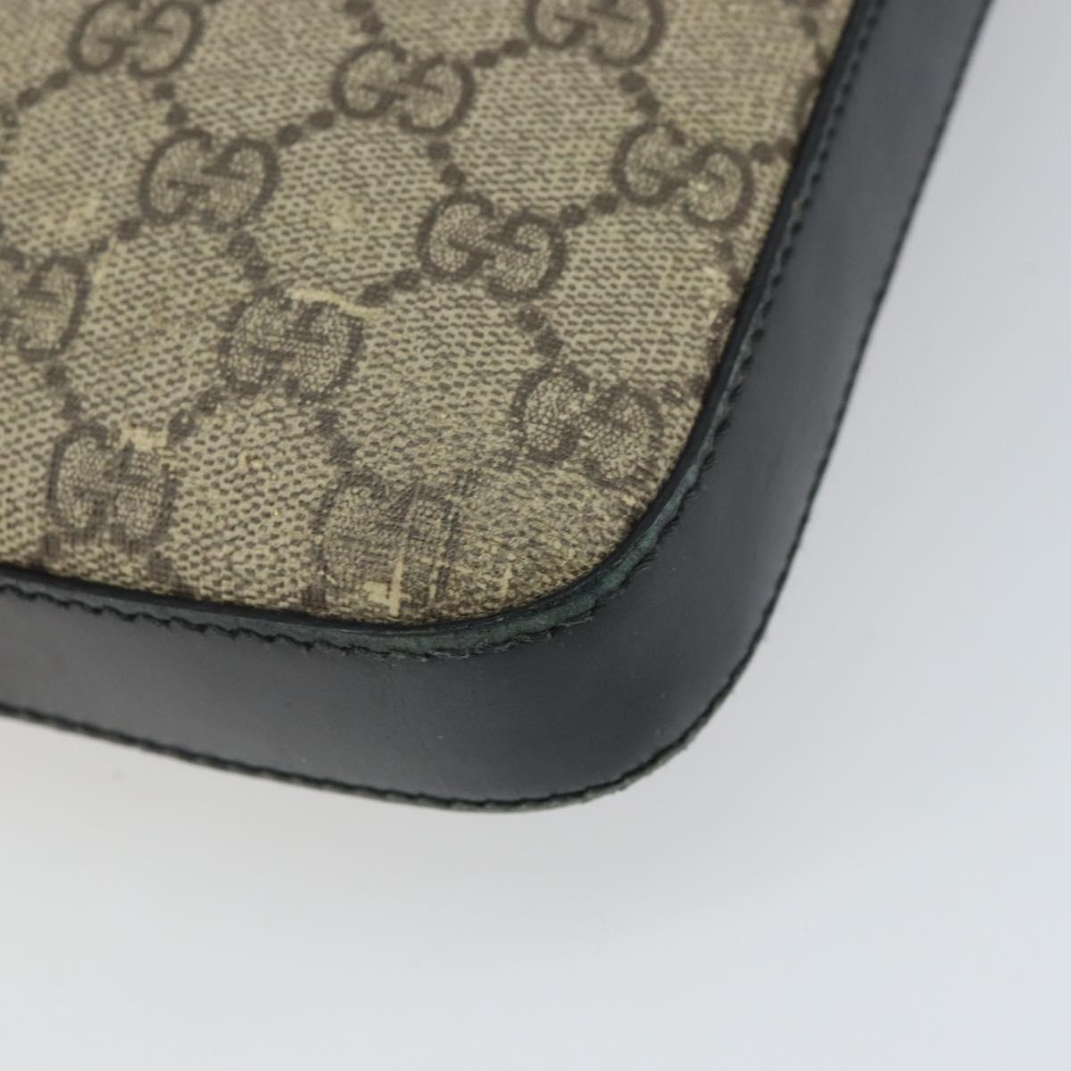GUCCI GG Supreme Shoulder Bag PVC Beige Silver 406374 Auth BA9716