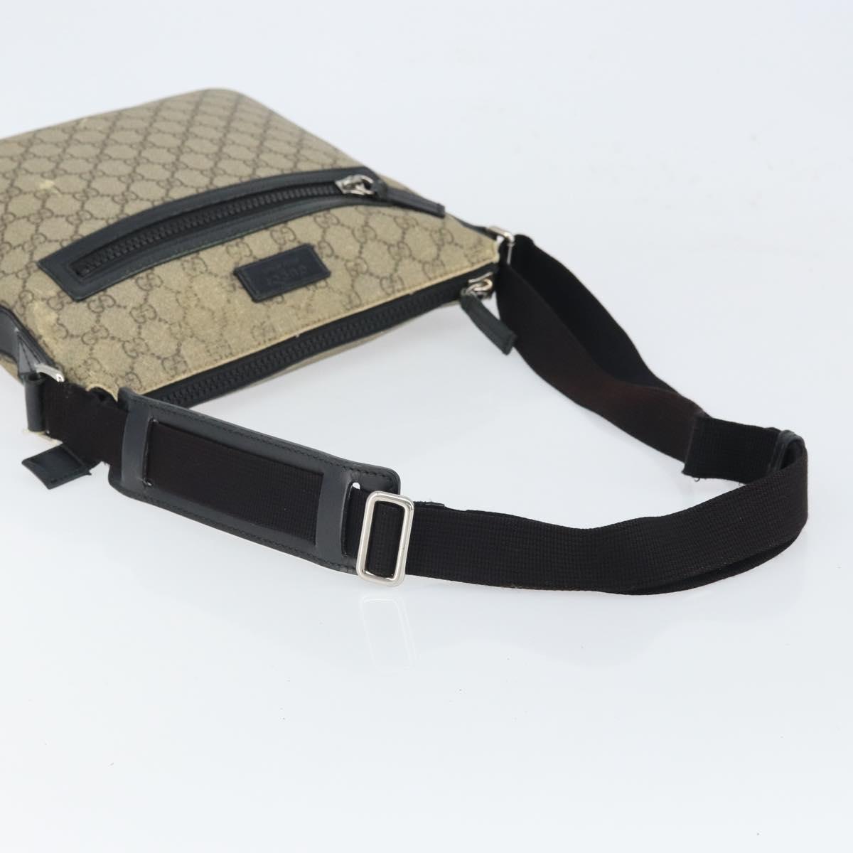 GUCCI GG Supreme Shoulder Bag PVC Beige Silver 406374 Auth BA9716