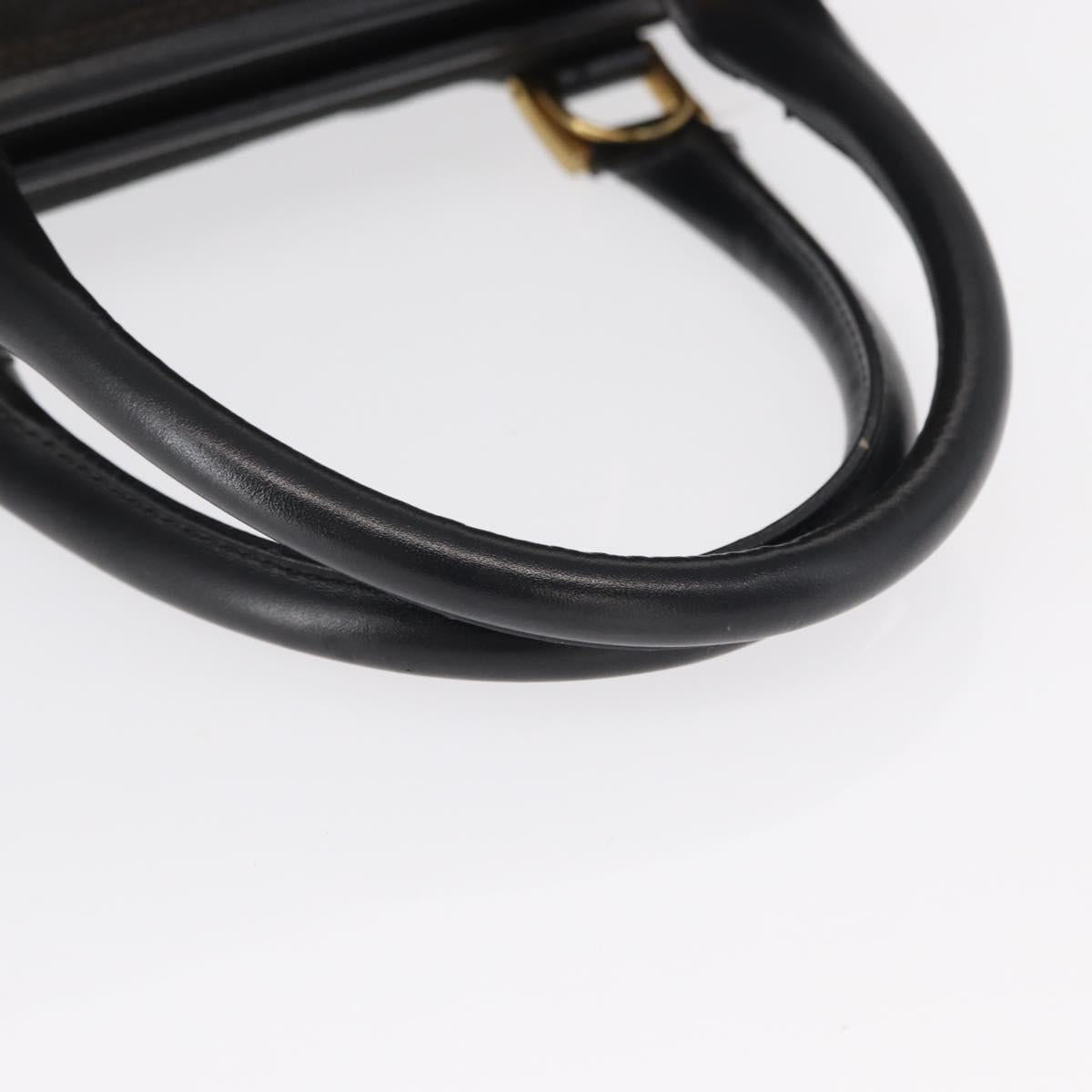 FENDI Pecan Canvas Hand Bag Black Brown gold Auth BA9717